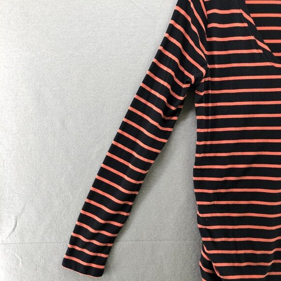 NWT Isabel Maternity Long Sleeve T Shirt Womens L V-Neck Black Orange Striped - Picture 6 of 12